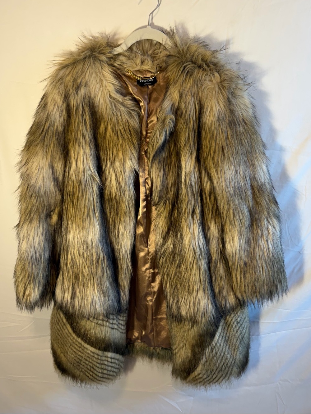 Bebe Y2K Faux Fur Long Statement Coat – Size Small